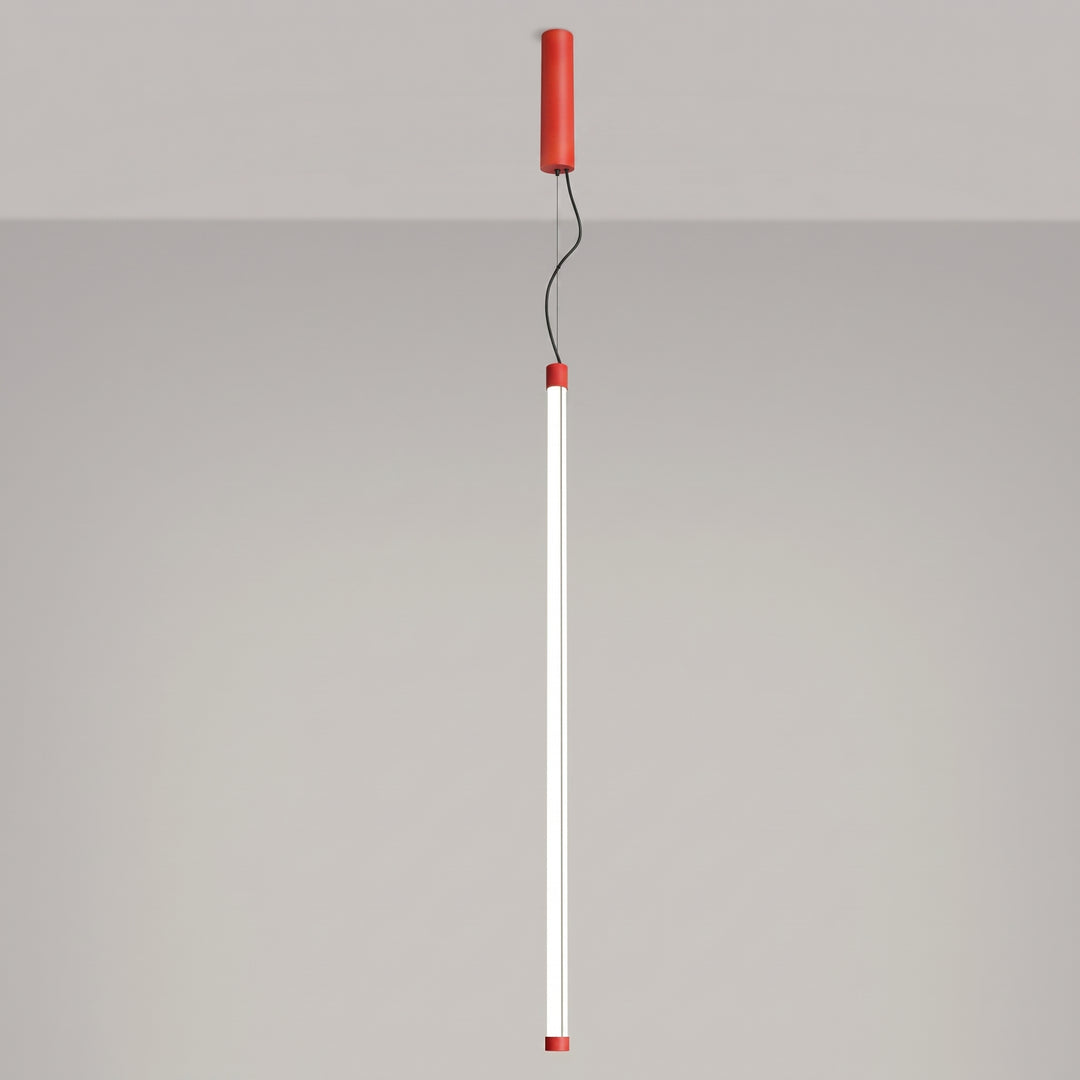 Suspension tube TRANG rouge allumée, suspendue