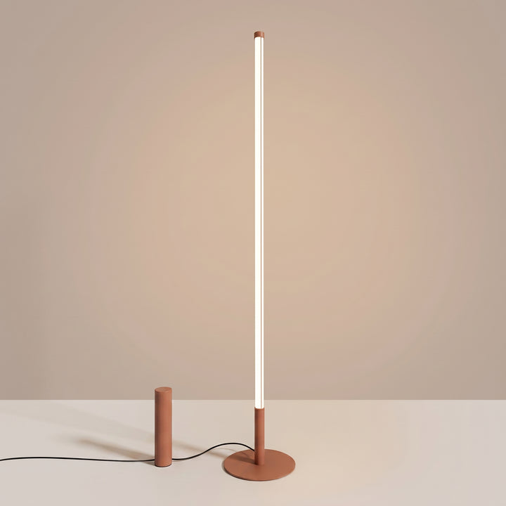 Lampadaire TRANG moka allumée, tube lumineux