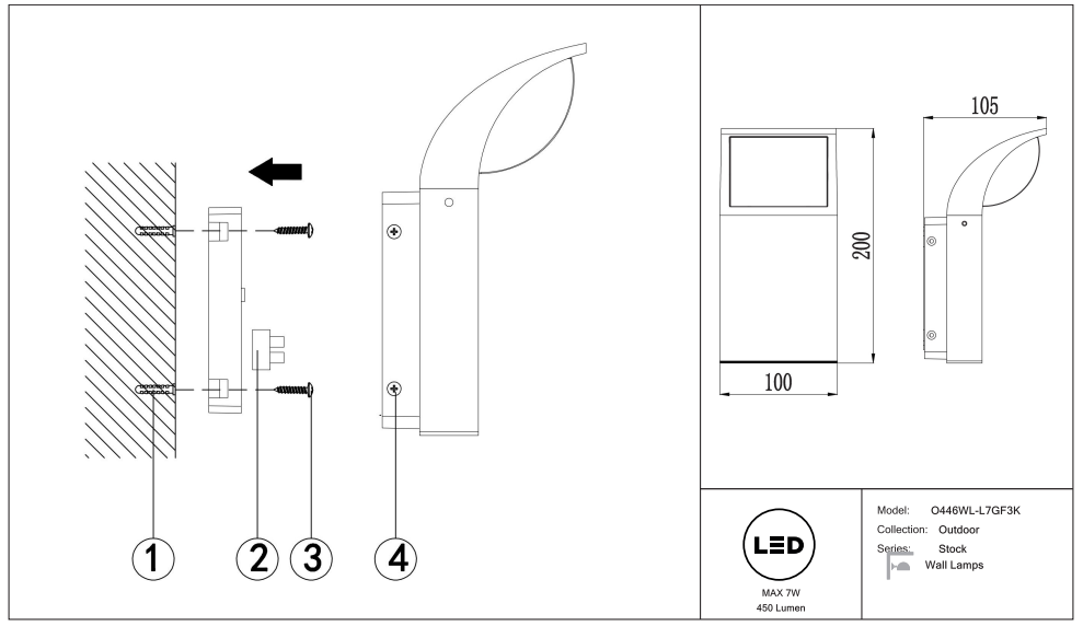 Schéma d'installation du luminaire