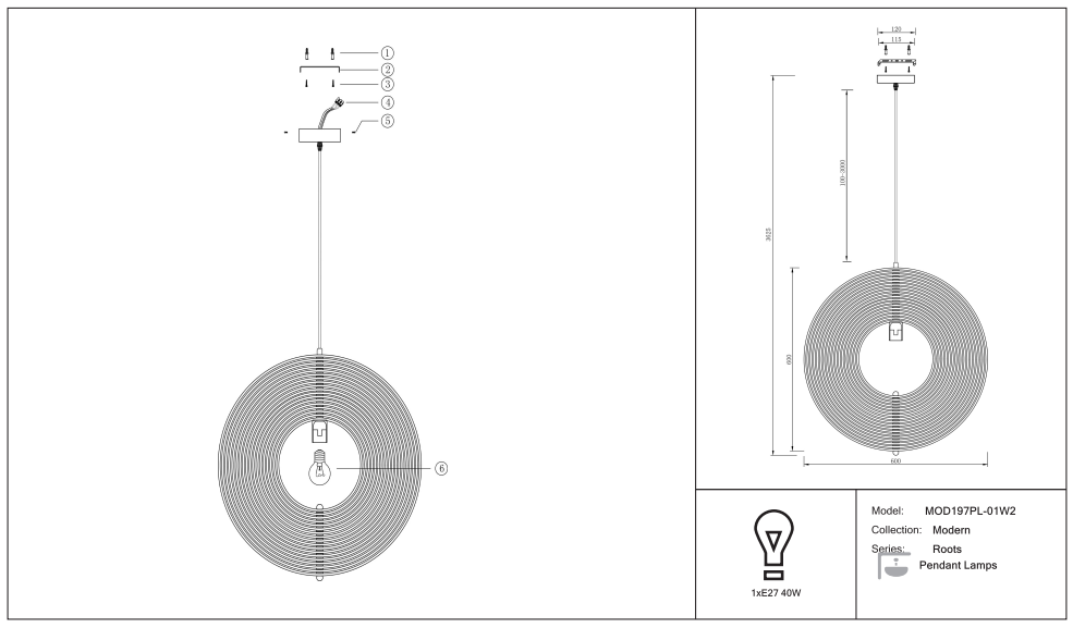 Schéma d'installation du luminaire