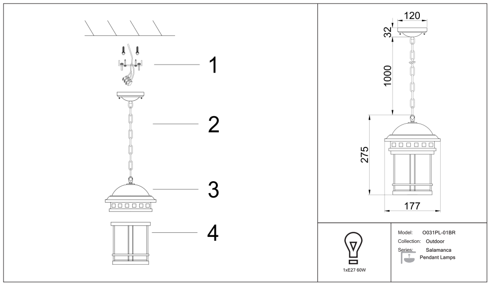 Schéma d'installation du luminaire