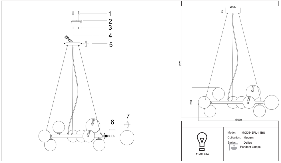 Schéma d'installation du luminaire