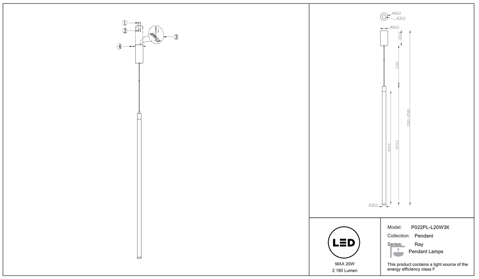 Schéma d'installation du luminaire