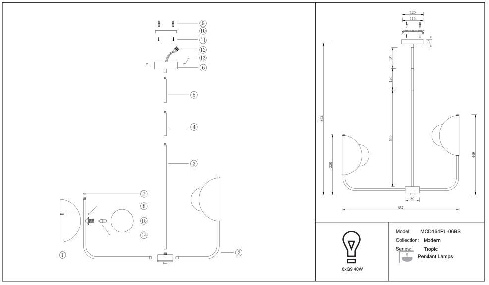 Schéma d'installation du luminaire