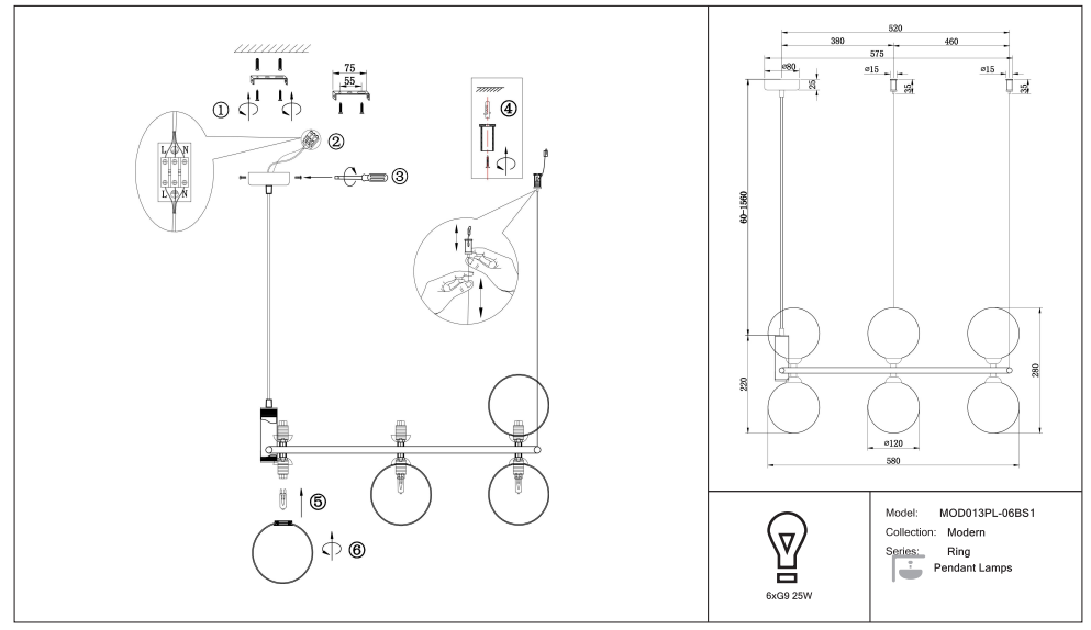 Schéma d'installation du luminaire