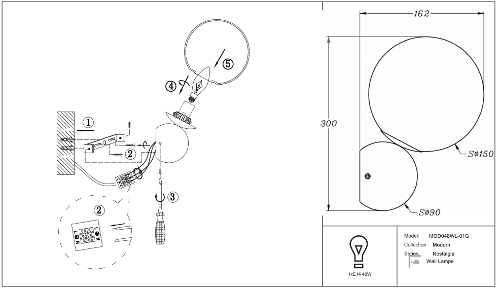 Schéma d'installation du luminaire