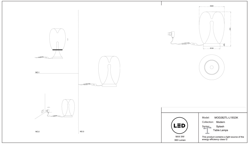 Schéma d'installation du luminaire