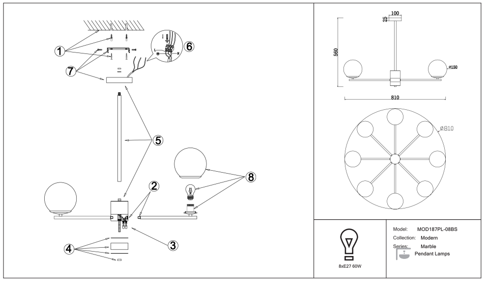 Schéma d'installation du luminaire