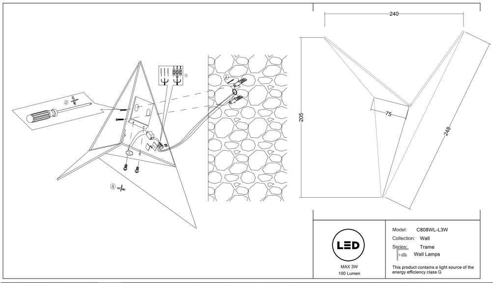Schéma d'installation du luminaire