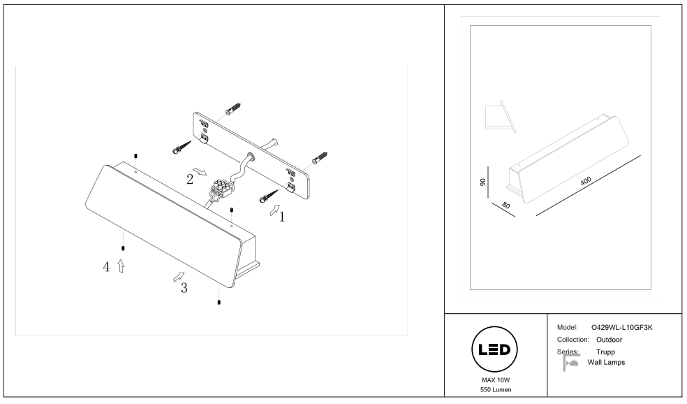 Schéma d'installation du luminaire