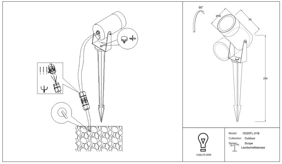 Schéma d'installation du luminaire