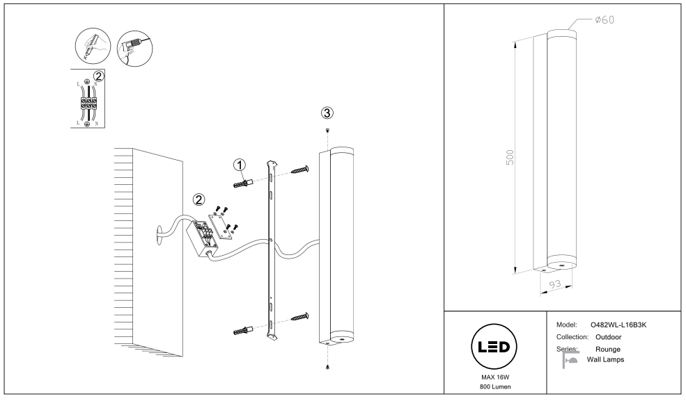 Schéma d'installation du luminaire