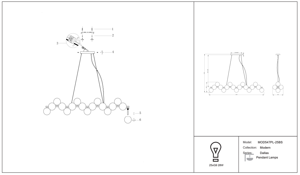 Schéma d'installation du luminaire