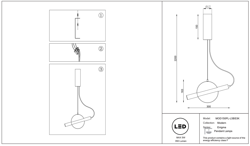 Schéma d'installation du luminaire