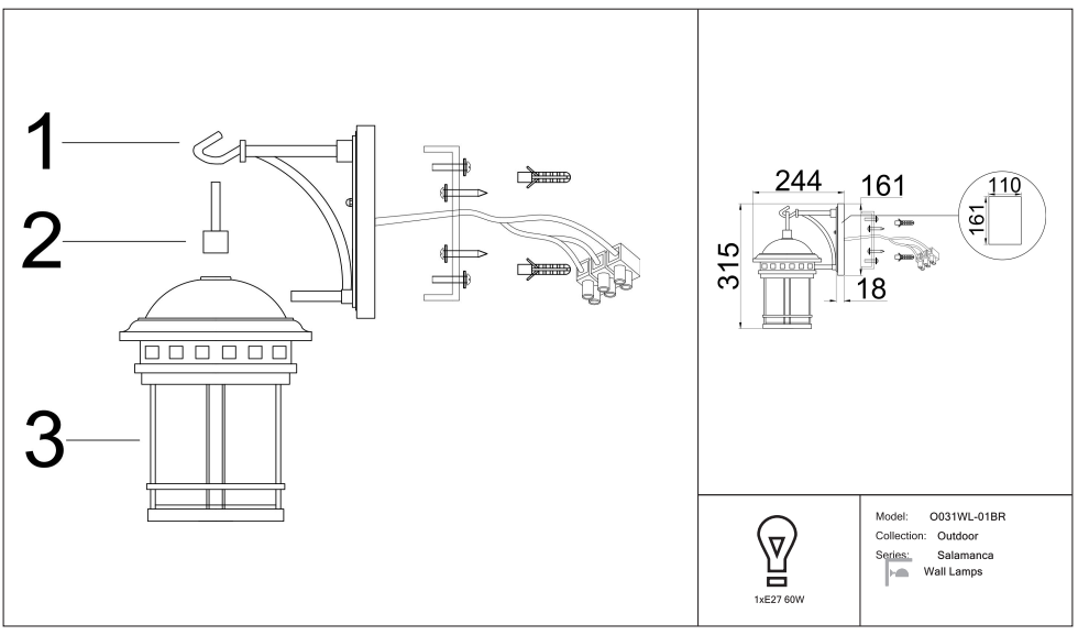 Schéma d'installation du luminaire