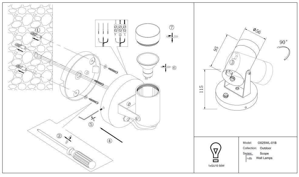 Schéma d'installation du luminaire