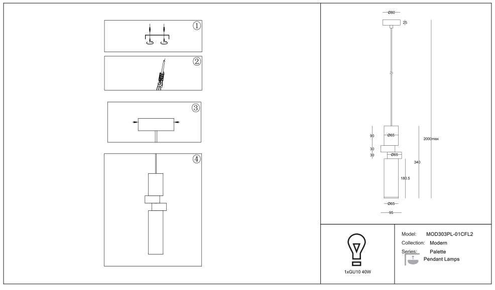Schéma d'installation du luminaire