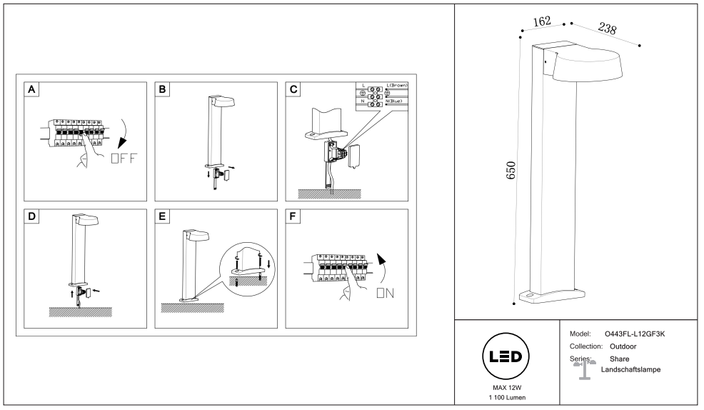 Schéma d'installation du luminaire
