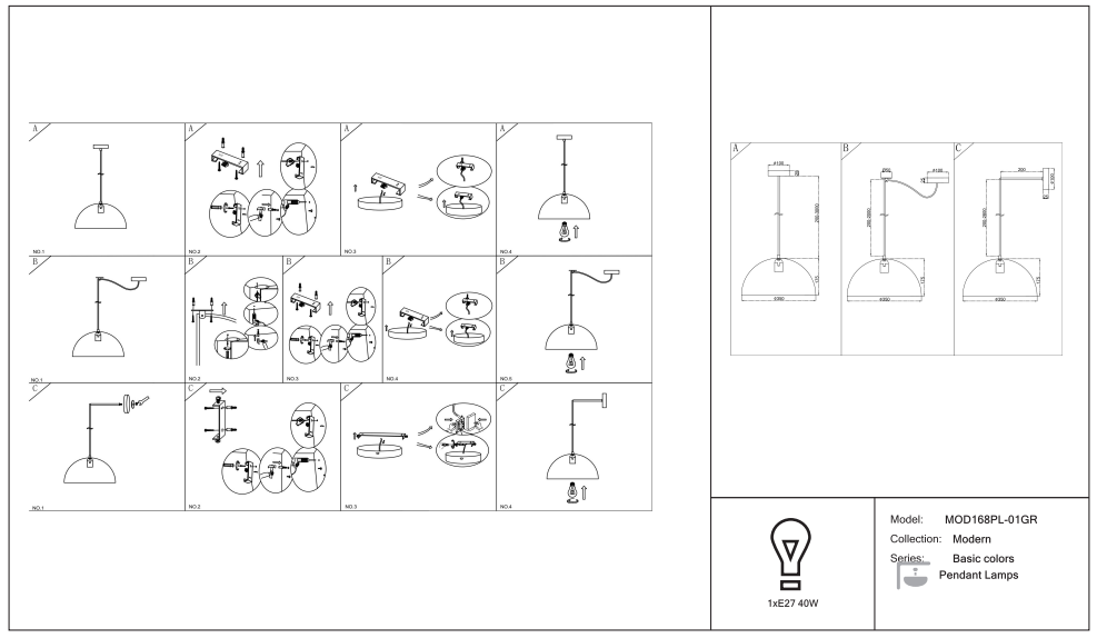 Schéma d'installation du luminaire