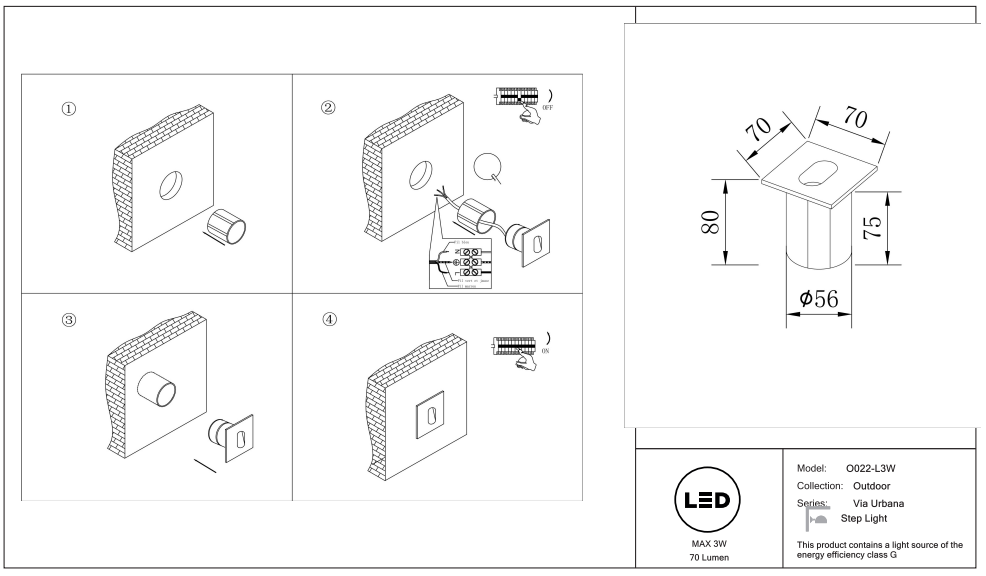 Schéma d'installation du luminaire
