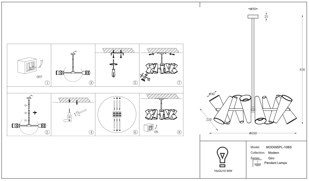 Schéma d'installation du luminaire