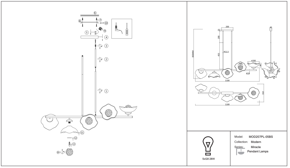 Schéma d'installation du luminaire