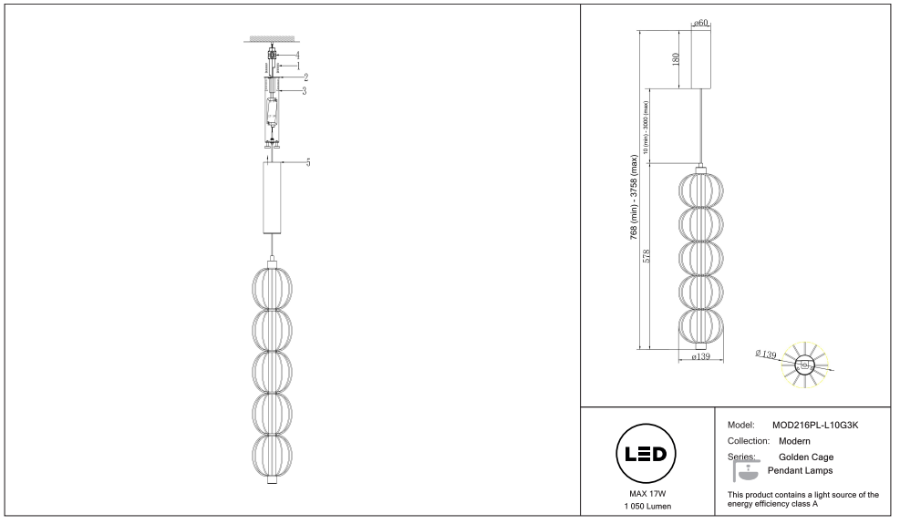 Schéma d'installation du luminaire