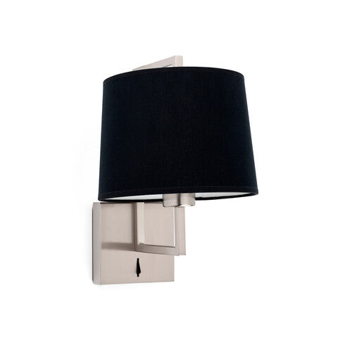 Applique murale Frame nickel mat et abat-jour noir de Faro Barcelona