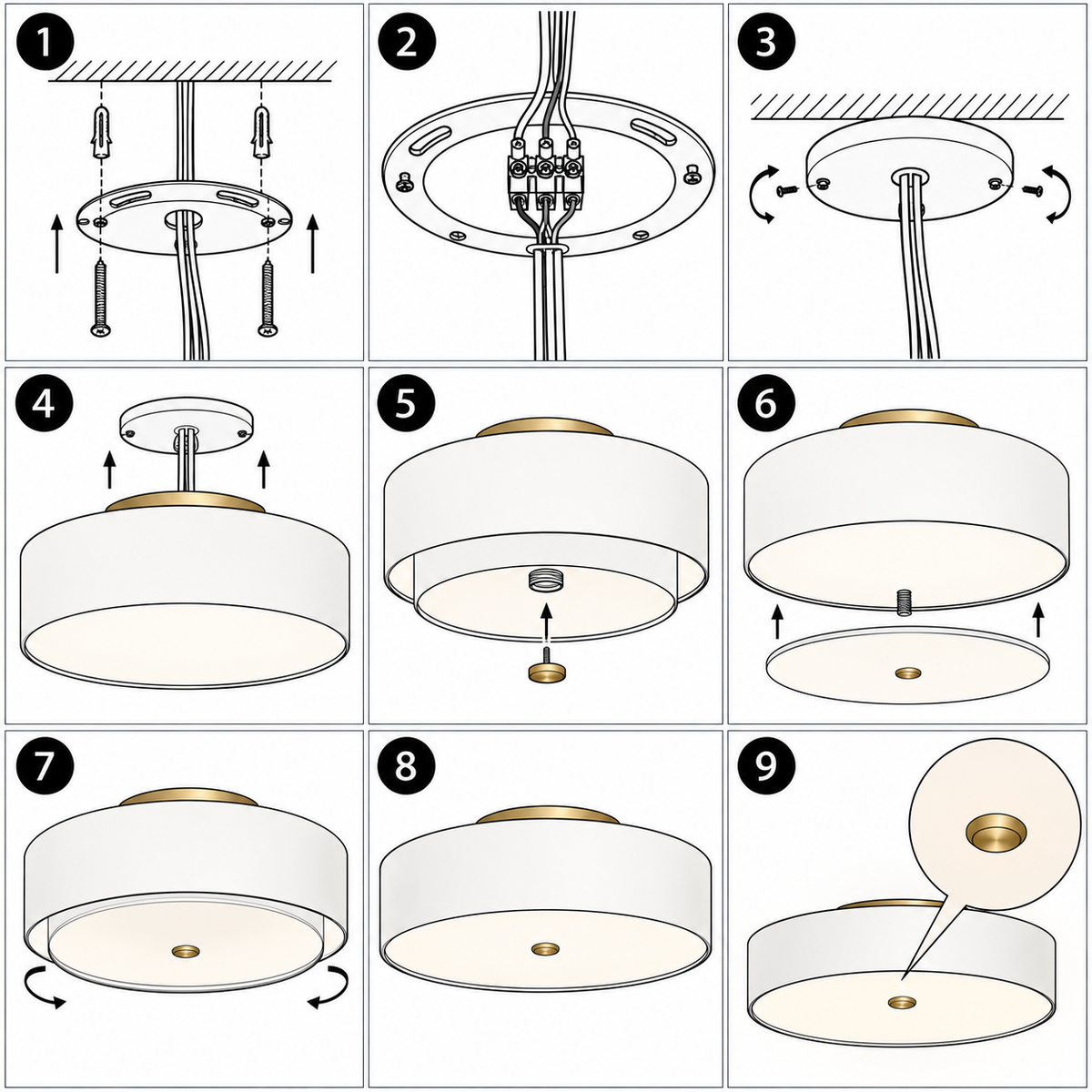 Schéma d'installation du luminaire
