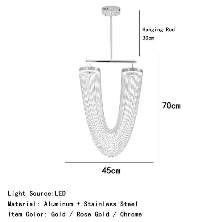 Larose Chandeliers Boho Metal Tassel Lamp Design Luxary Rose Gold Lamp Living Room Luster Unique Kitchen Stairwell Lighting