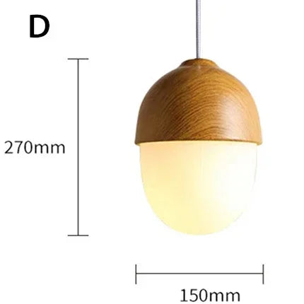 Wood Grain Pendant Lamp Modern Nut Round Hanging Light Living Room Bedroom Decor Lighting