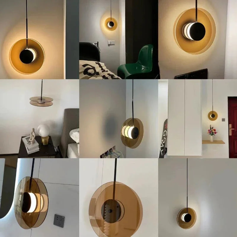 Suspension Moderne Verre Fumé Rondes Superposées Effet Solaire Chic