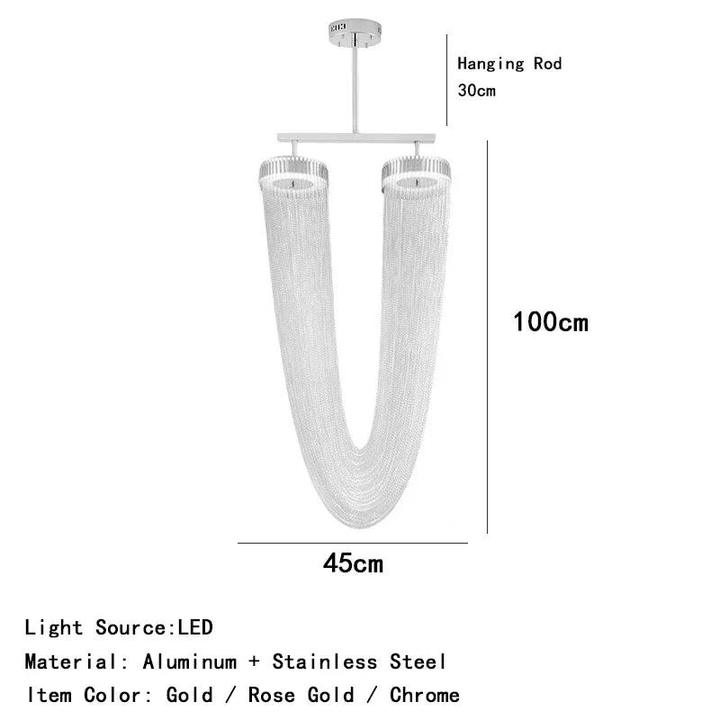 Larose Chandeliers Boho Metal Tassel Lamp Design Luxary Rose Gold Lamp Living Room Luster Unique Kitchen Stairwell Lighting