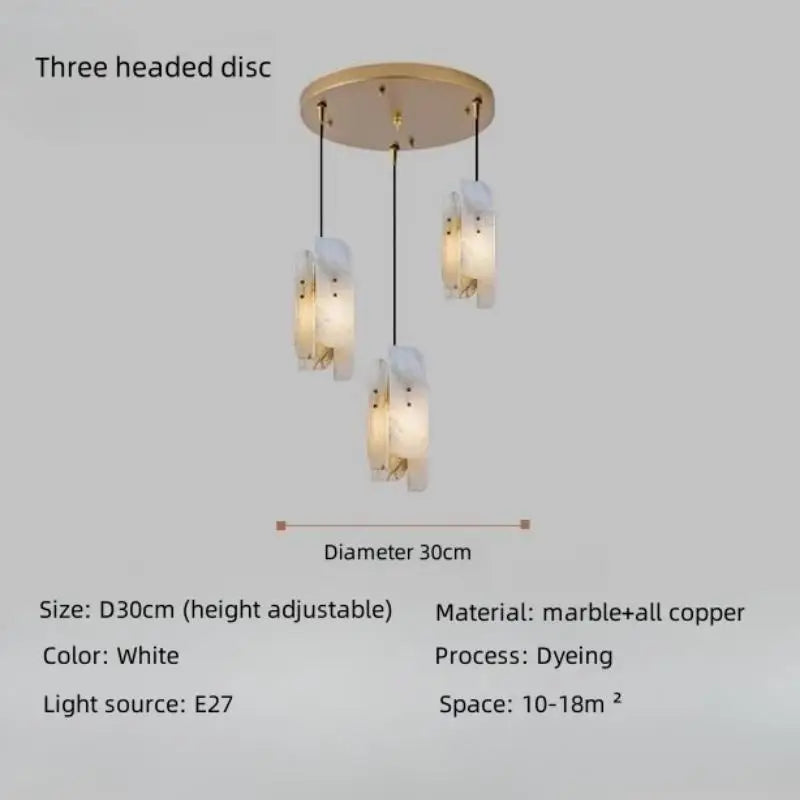 All copper natural marble pendant light restaurant bar counter bedroom modern luxury bedroom bedside small pendant light
