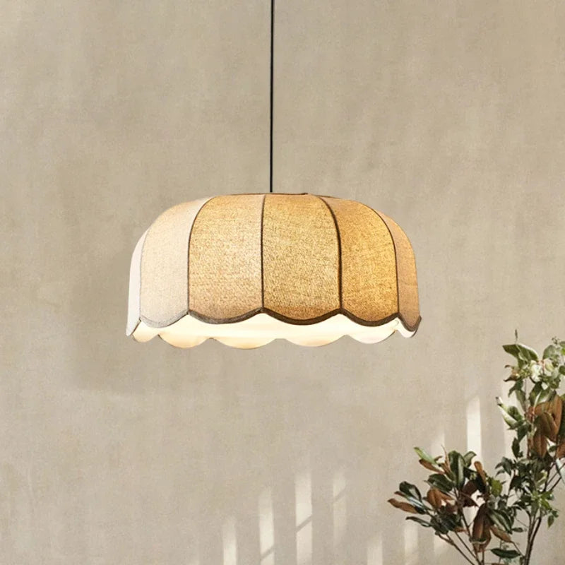 Retro Fabric Pendant Lights Wabi-sabi Hanging Lamps for Bedroom Living Dining Room Restaurant Indoor Home Decoration Chandelier