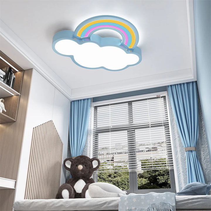 Creative Cartoon Ceiling Light Fixture Kids Bedroom Ceiling Light Dimming Cloud &amp; Rainbow Design Decorative Ceiling Lamp