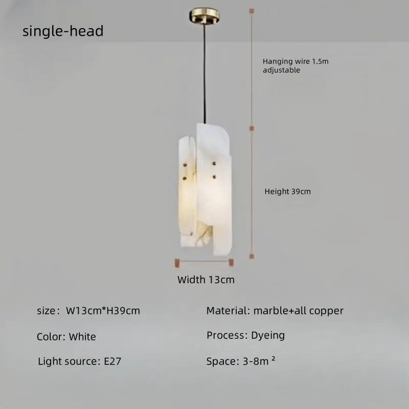 All copper natural marble pendant light restaurant bar counter bedroom modern luxury bedroom bedside small pendant light