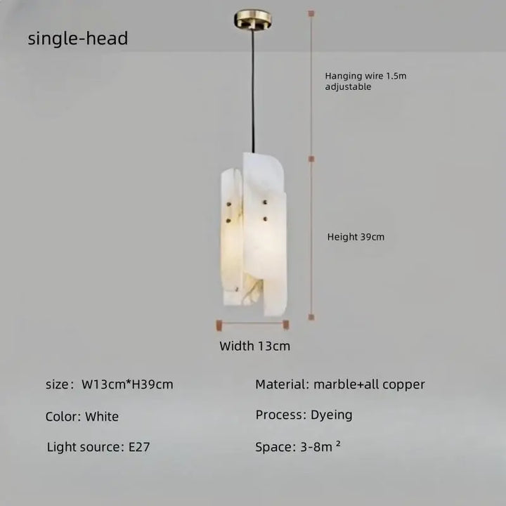 All copper natural marble pendant light restaurant bar counter bedroom modern luxury bedroom bedside small pendant light