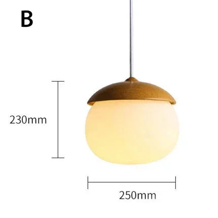 Wood Grain Pendant Lamp Modern Nut Round Hanging Light Living Room Bedroom Decor Lighting