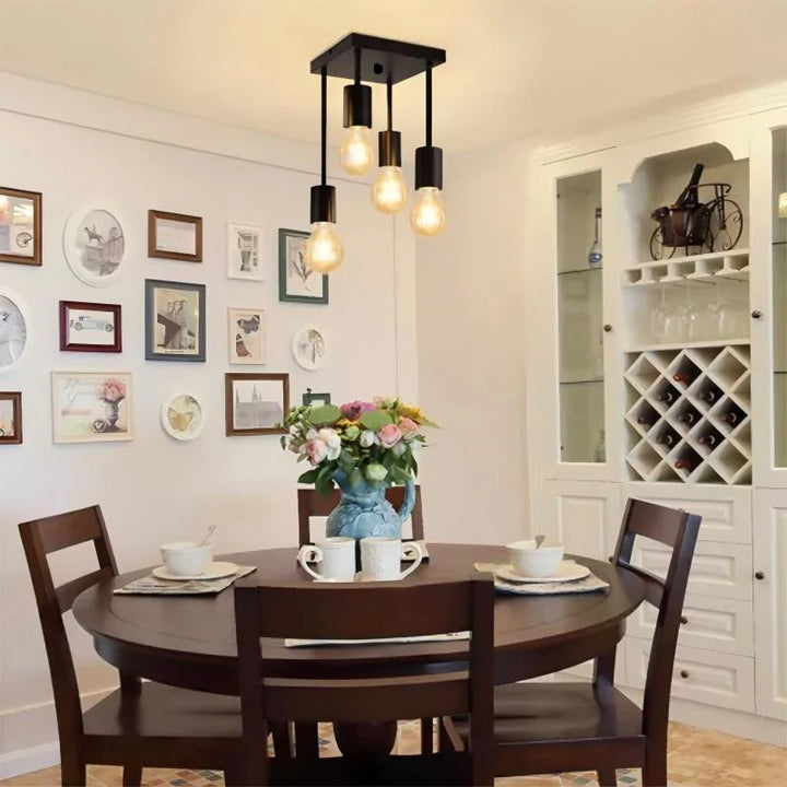 Modern simple four-head straight tube ceiling lamp American creative bedroom restaurant chandelier study balcony small chandelier