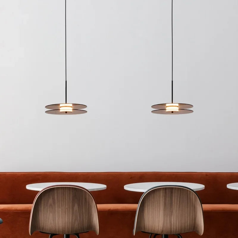 Suspension Moderne Verre Fumé Rondes Superposées Effet Solaire Chic