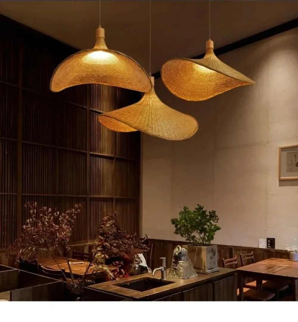 Suspension rotin naturel forme ondulée design moderne zen chic