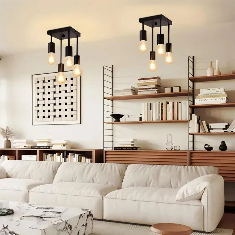 Modern simple four-head straight tube ceiling lamp American creative bedroom restaurant chandelier study balcony small chandelier