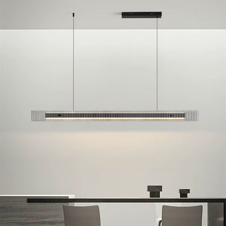 Suspension led horizontale en verre strié style contemporain