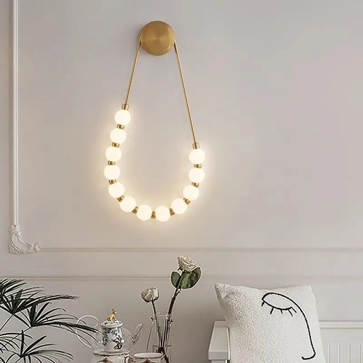 French Creative Bedhead Wall Light Nordic Living Room Background Wall Hotel Homestay Bedroom Necklace Buddha Bead Bedlight