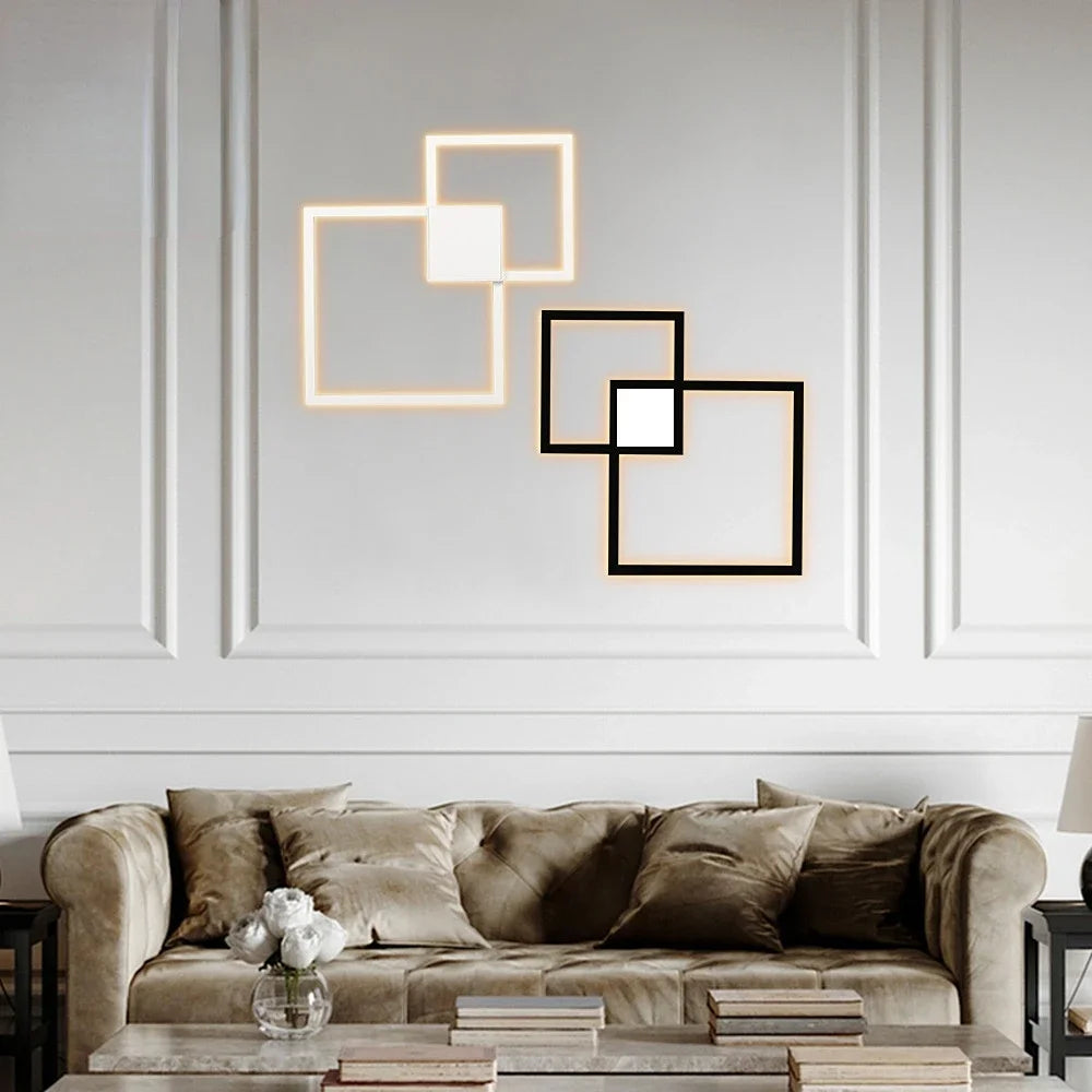 Simple Light Fixtures Square Sconce Dimming Light Wall Lamp LED Bedroom Living Room Wall DecorationLight Background