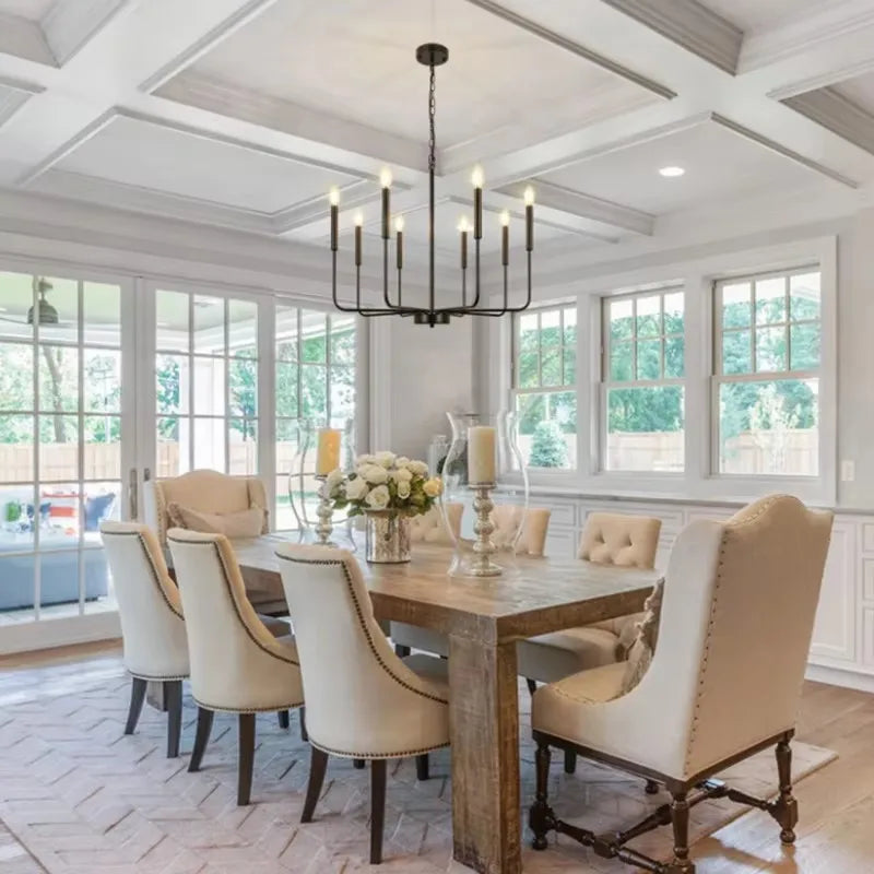 American Retro Iron Chandelier Branched Candle-Style Lighting for Bar Restaurant &amp; Bedroom Minimalist Coffee Shop Lamp