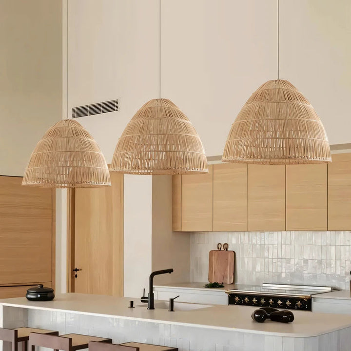 Suspension en bambou tressé design naturel bohème