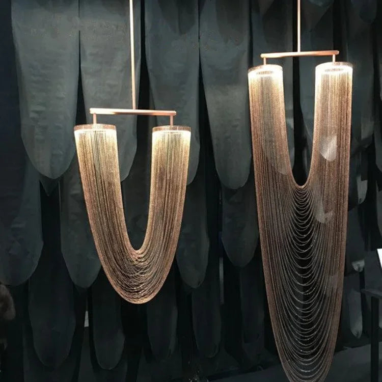 Larose Chandeliers Boho Metal Tassel Lamp Design Luxary Rose Gold Lamp Living Room Luster Unique Kitchen Stairwell Lighting