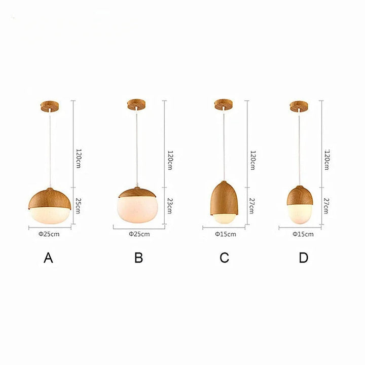 Wood Grain Pendant Lamp Modern Nut Round Hanging Light Living Room Bedroom Decor Lighting